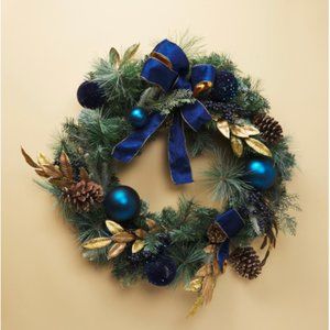 30in Artificial Pine Wreath With Ribbon
